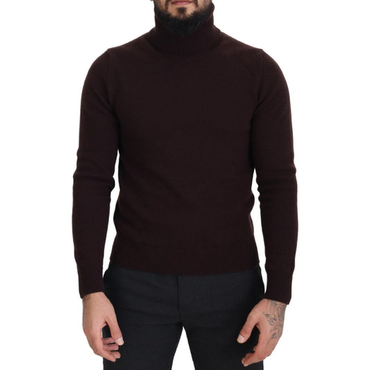 Dolce & Gabbana Brown Wool Turtle Neck Pullover Sweater