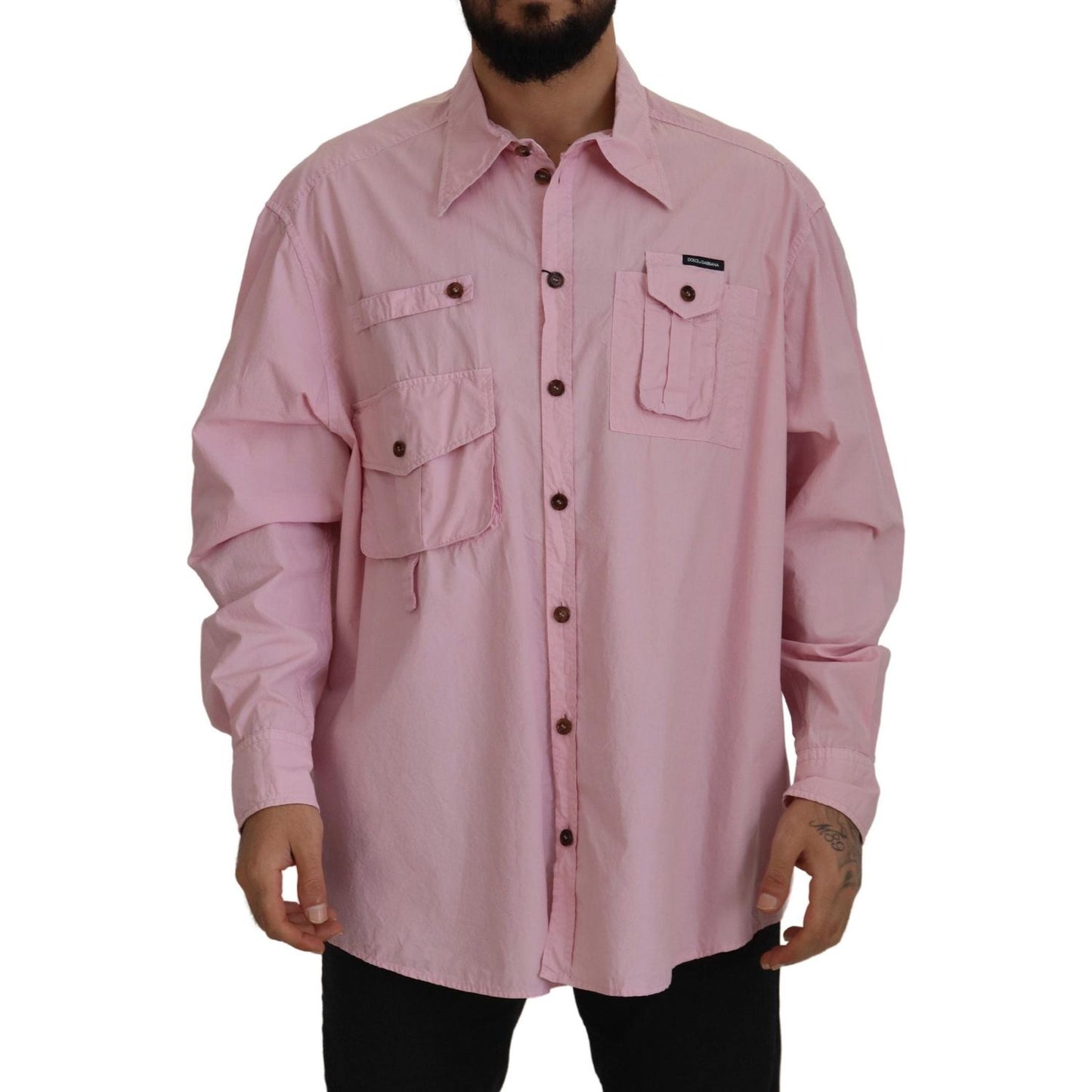 Dolce & Gabbana Pink Casual Button Down Long Sleeves Shirt