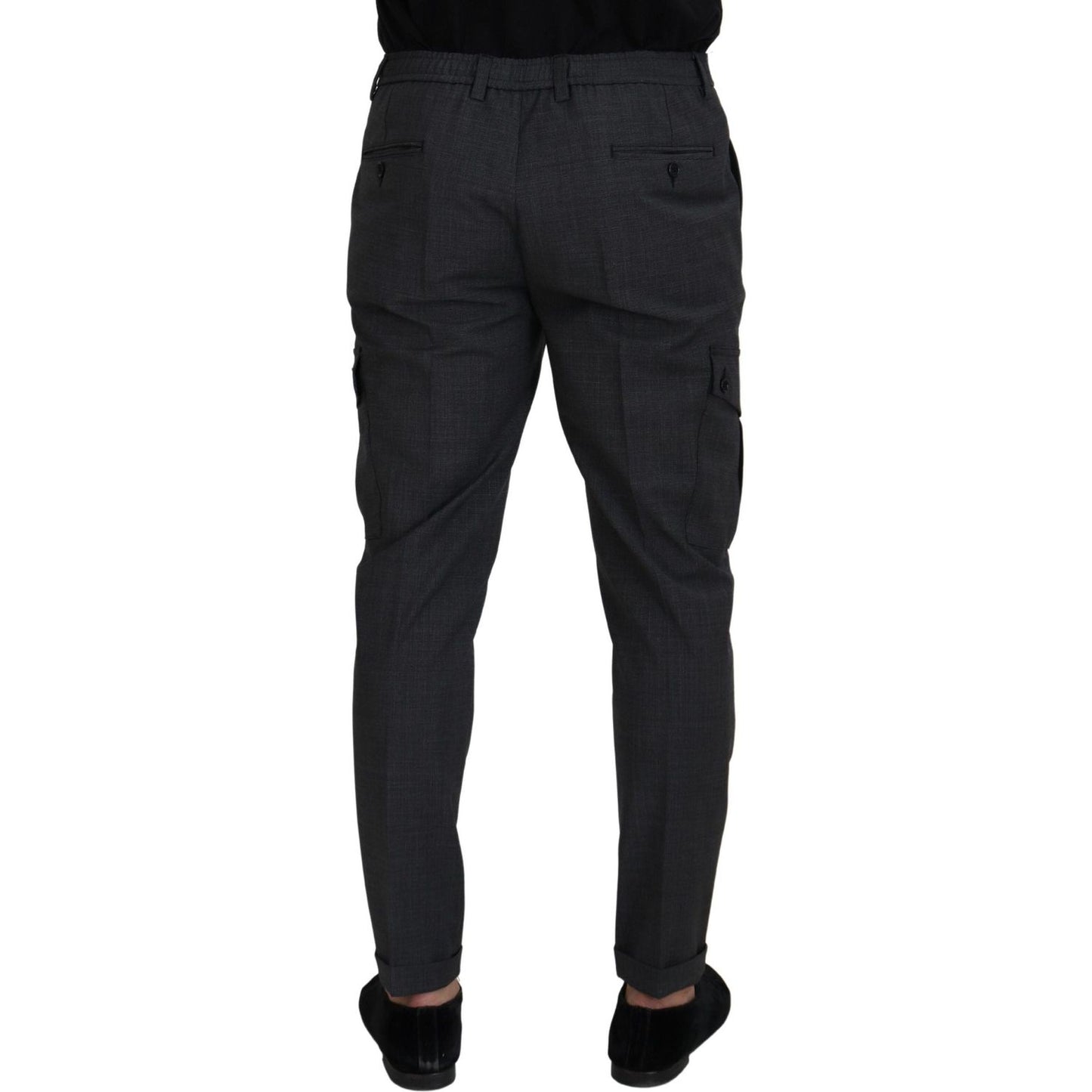 Dolce & Gabbana Gray Checked Cargo Trousers Stretch Pants