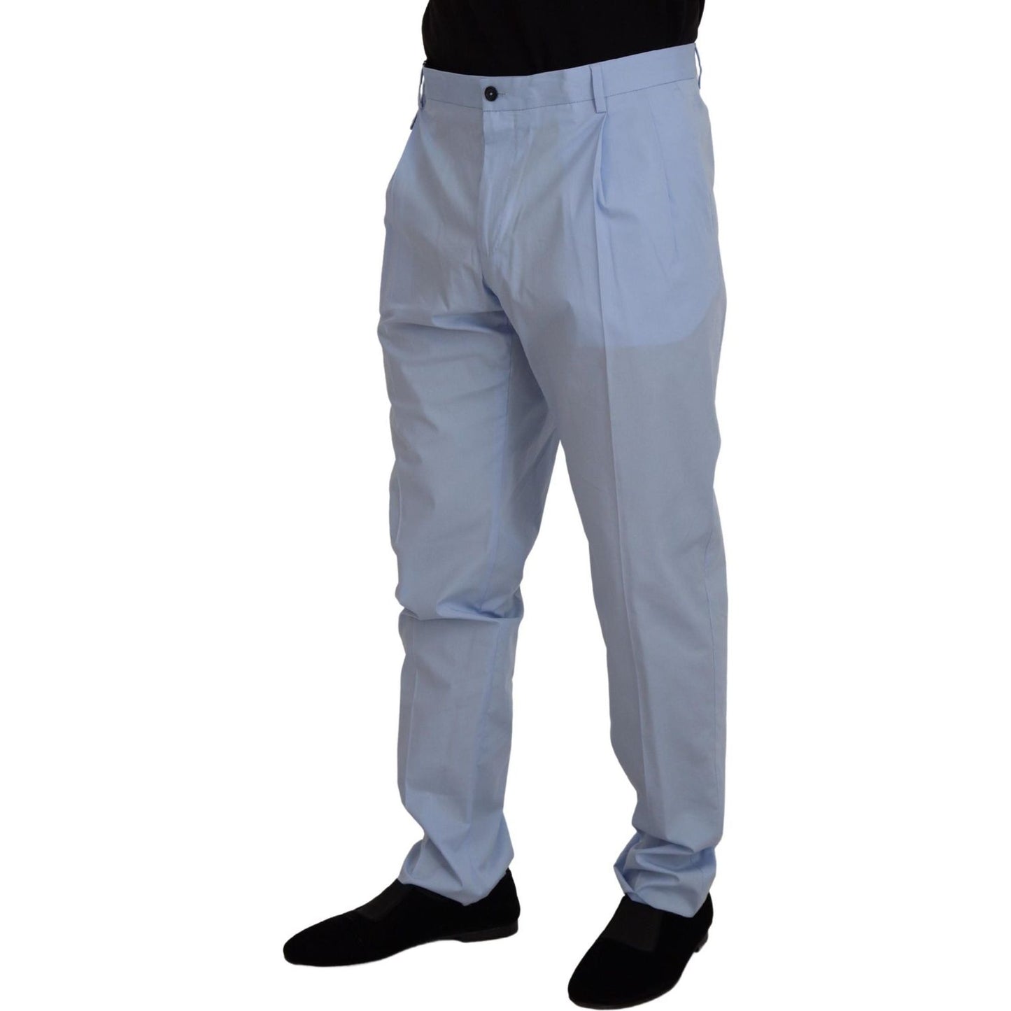 Dolce & Gabbana Elegant Slim Fit Chinos In Light Blue Dolce & Gabbana