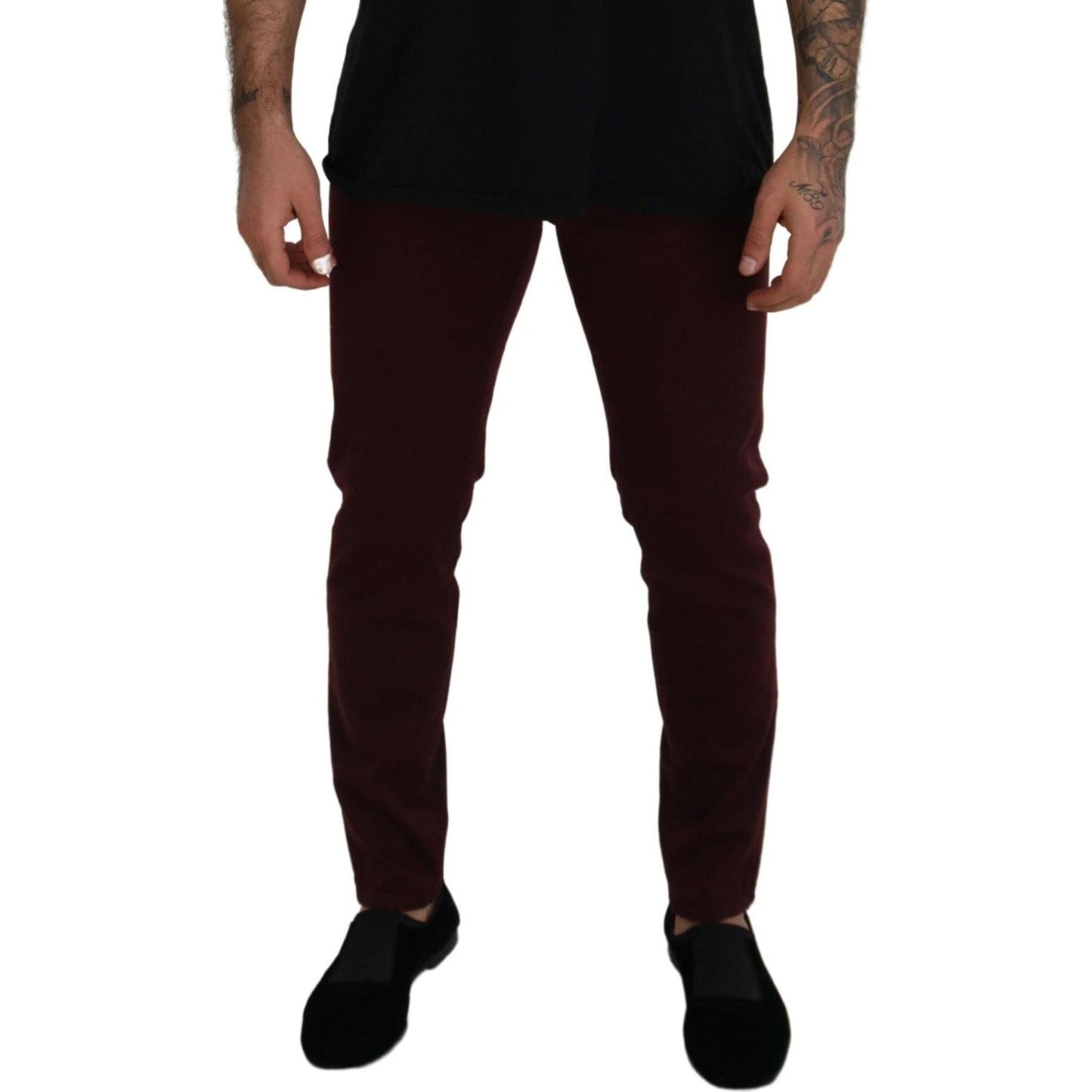 Dolce & Gabbana Slim Fit Bordeaux Jeans - Italian Luxury Dolce & Gabbana