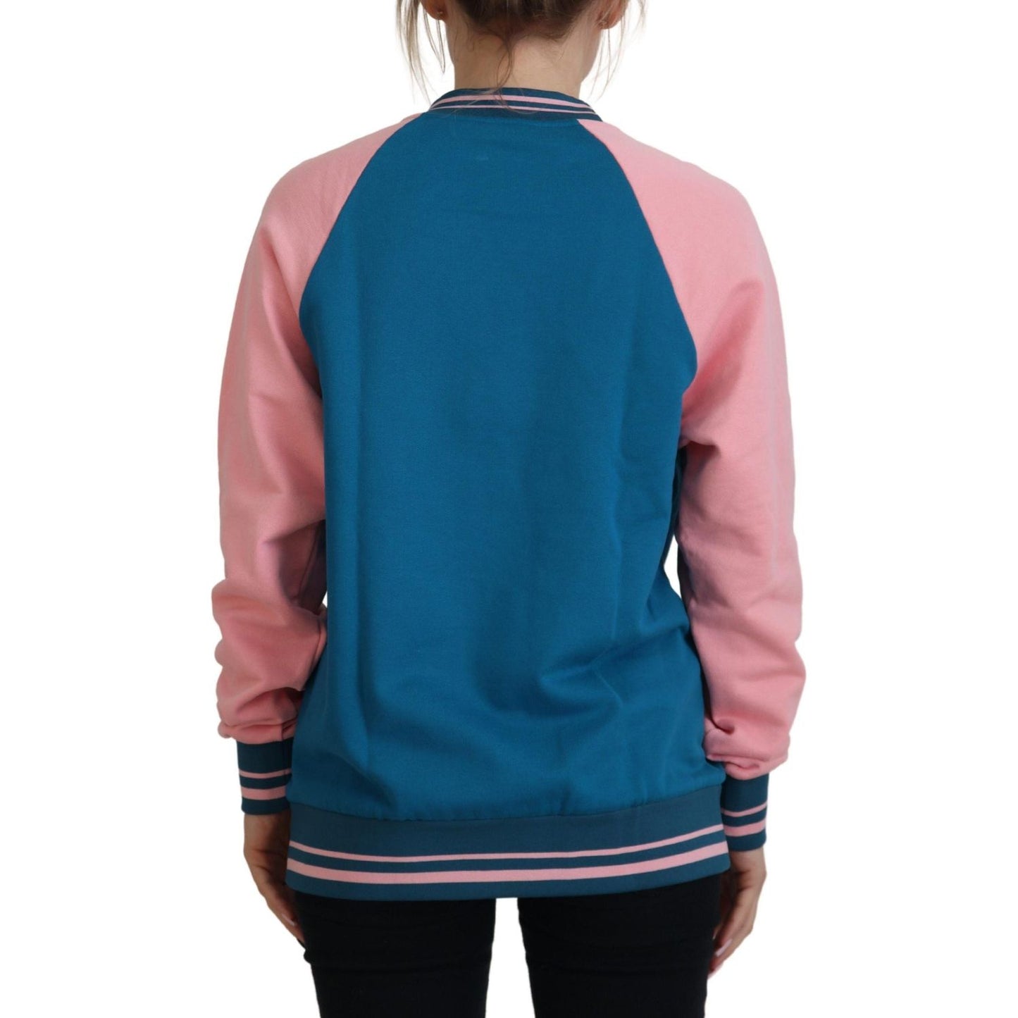 Dolce & Gabbana Blue Pink Queen Sequin Crystal Sweater