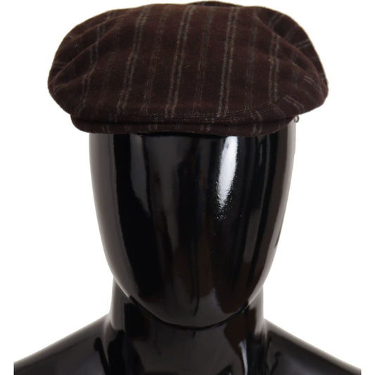 Dolce & Gabbana Elegant Striped Wool Blend Newsboy Cap Dolce & Gabbana