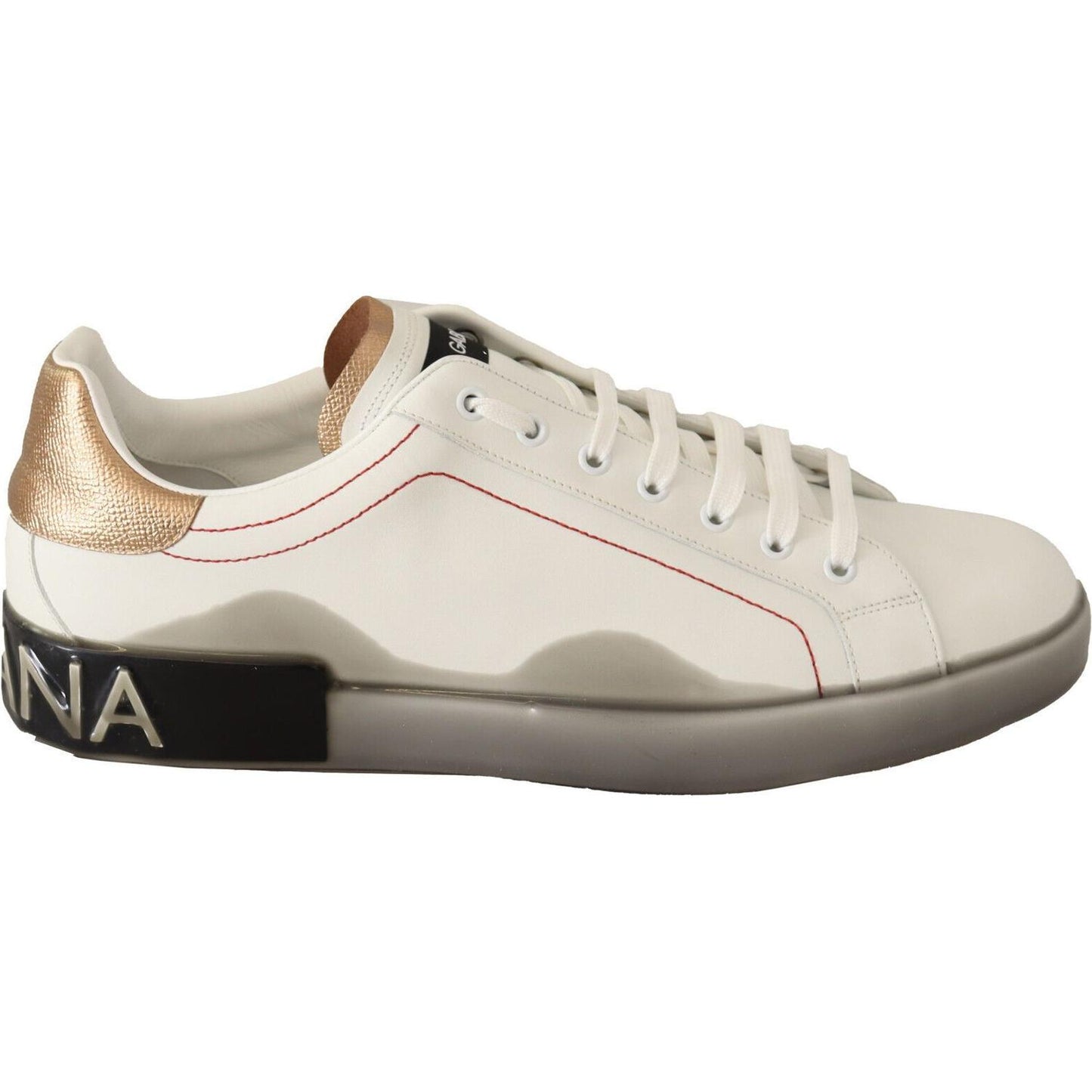 Dolce & Gabbana Elegant White & Gold Leather Sneakers Dolce & Gabbana