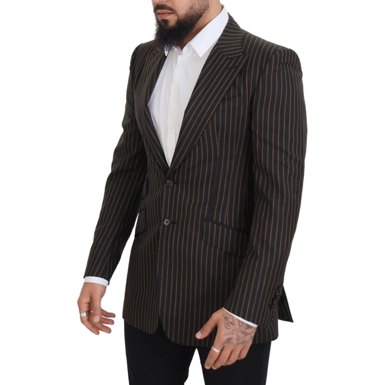 Dolce & Gabbana Black Brown Stripes Single Breasted Blazer