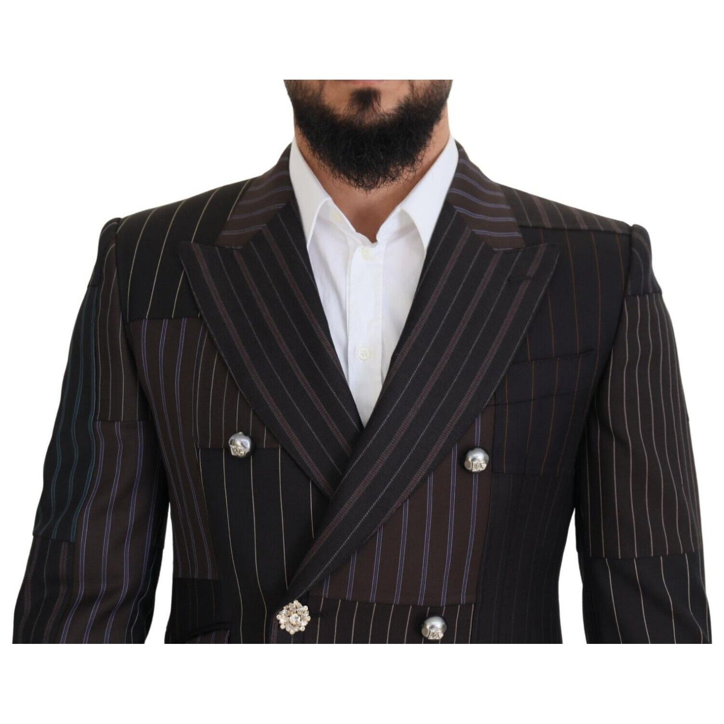 Dolce & Gabbana Multicolor Wool Silk Blend Slim Fit Blazer Dolce & Gabbana