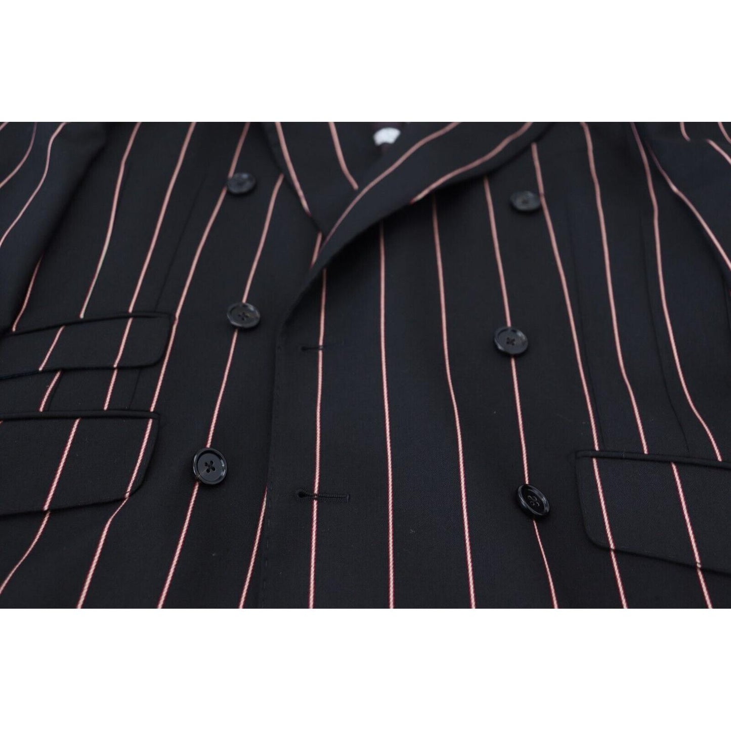 Dolce & Gabbana Black Stripes Viscose Double Breasted Blazer