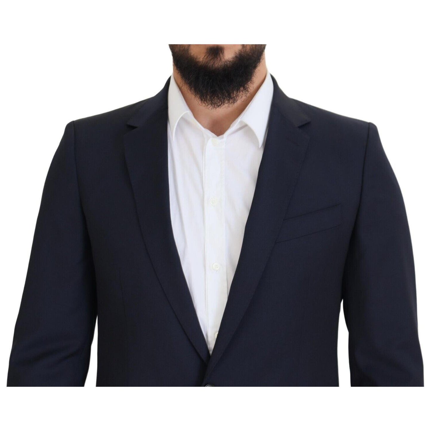 Dolce & Gabbana Elegant Dark Blue Slim Fit Wool Blazer Dolce & Gabbana