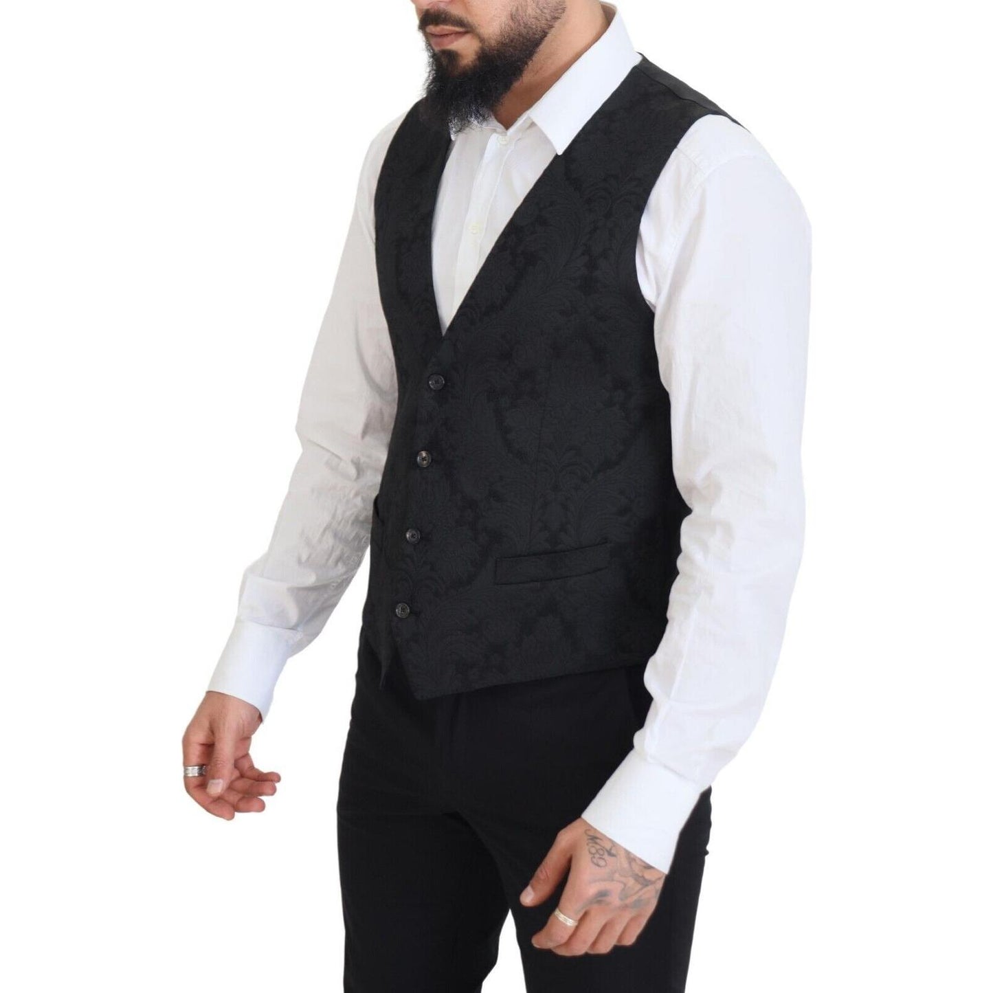 Dolce & Gabbana Elegant Black Martini Suit Jacket & Vest Ensemble Dolce & Gabbana