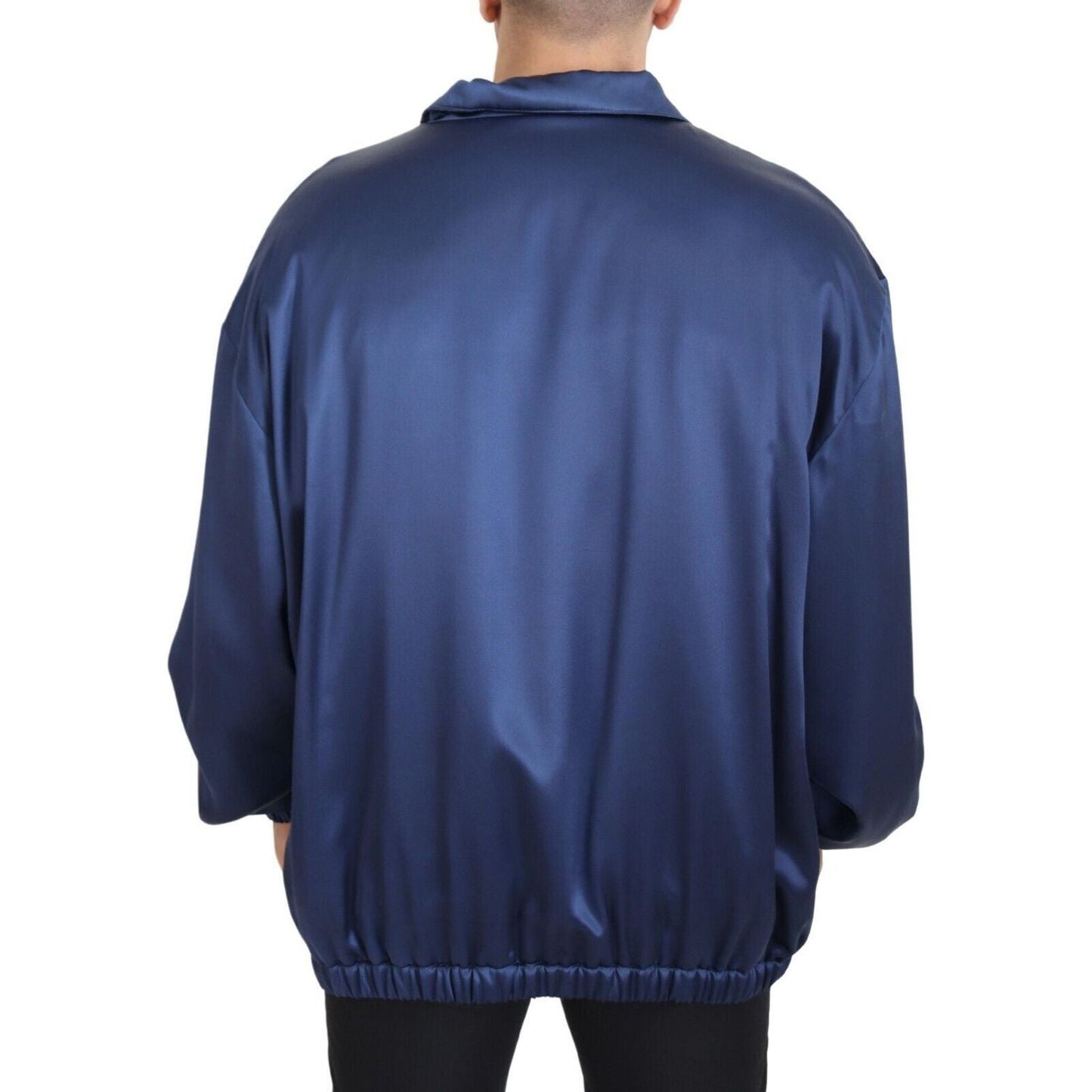 Dolce & Gabbana Regal Blue Silk Bomber Jacket Dolce & Gabbana