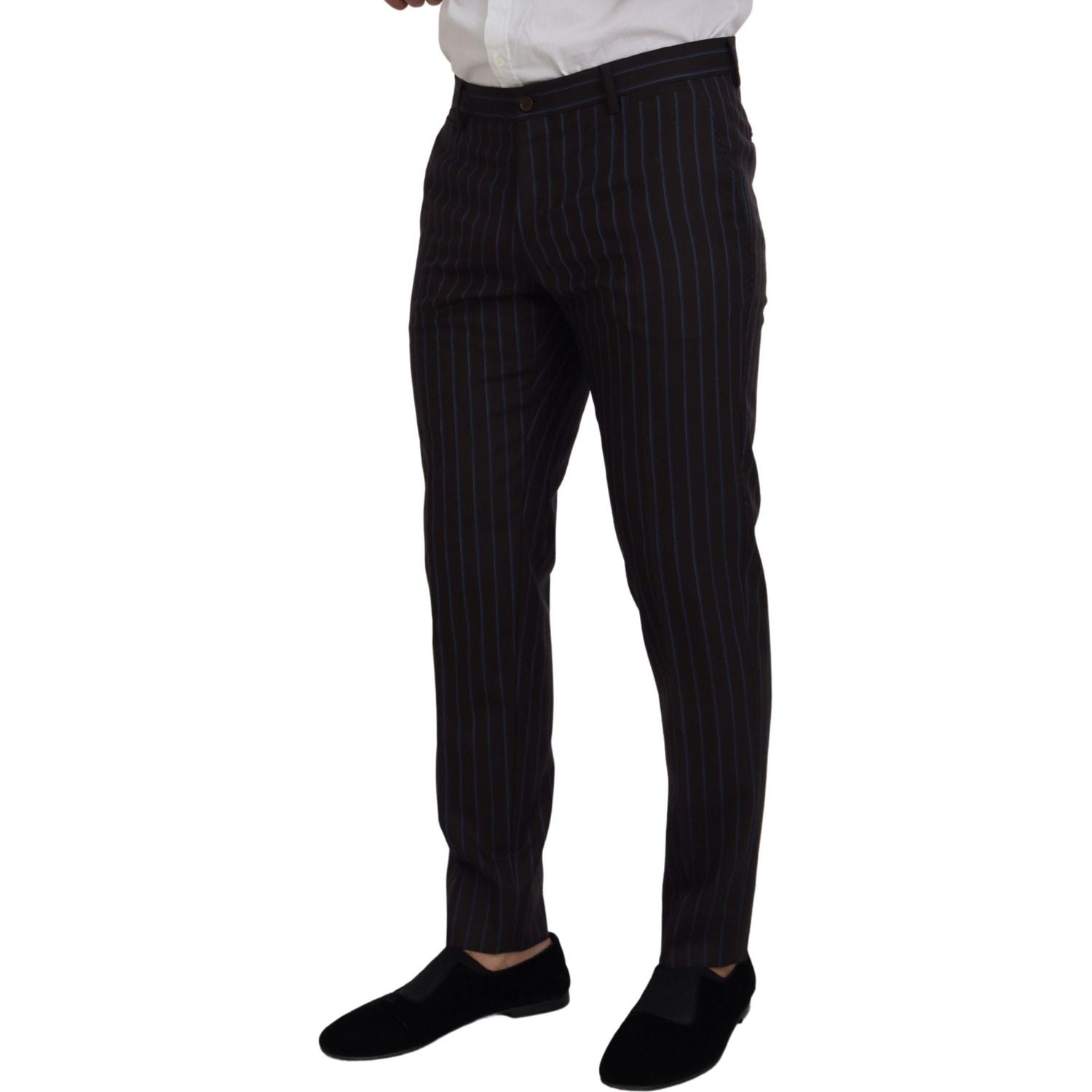 Dolce & Gabbana Black Striped Wool Formal 2 Piece Suit