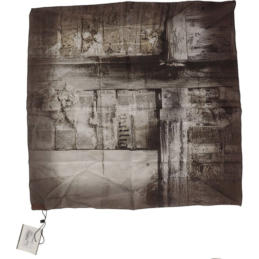 Elegant Newspaper Print Cotton Scarf