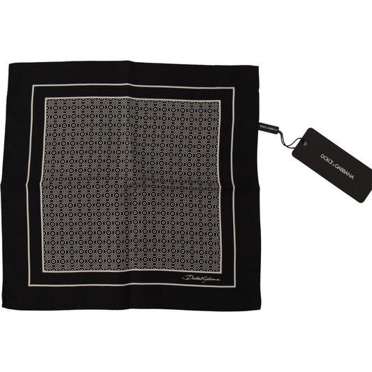 Dolce & Gabbana Elegant Black Silk Geometric Scarf for Men Dolce & Gabbana