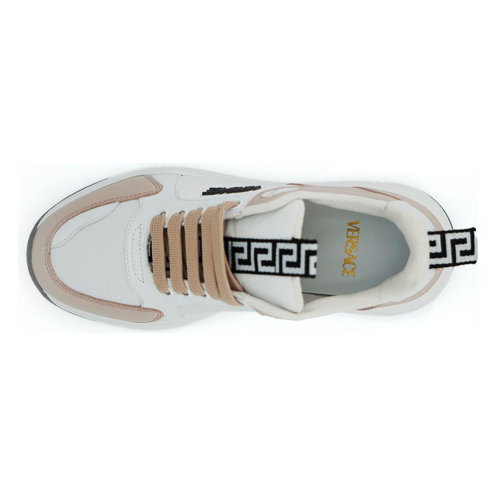 Versace Light Pink and White Calf Leather Sneakers