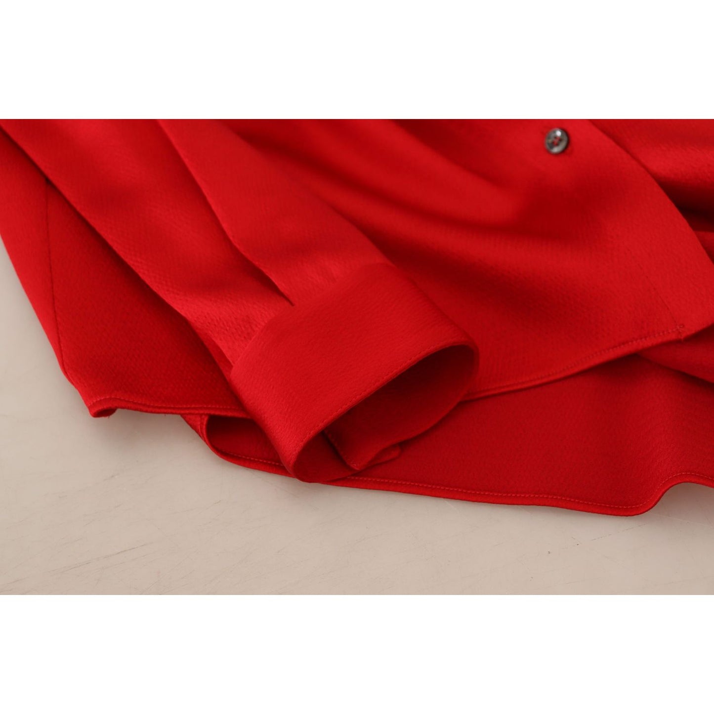 Dolce & Gabbana Elegant Red Ascot Collar Blouse Dolce & Gabbana