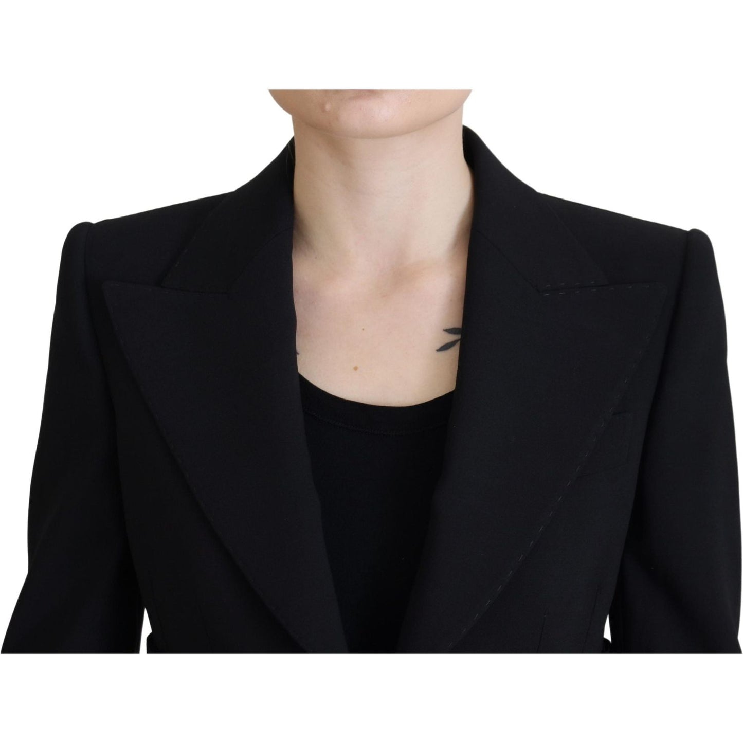 Dolce & Gabbana Black Single Breasted Fit Blazer Wool Jacket