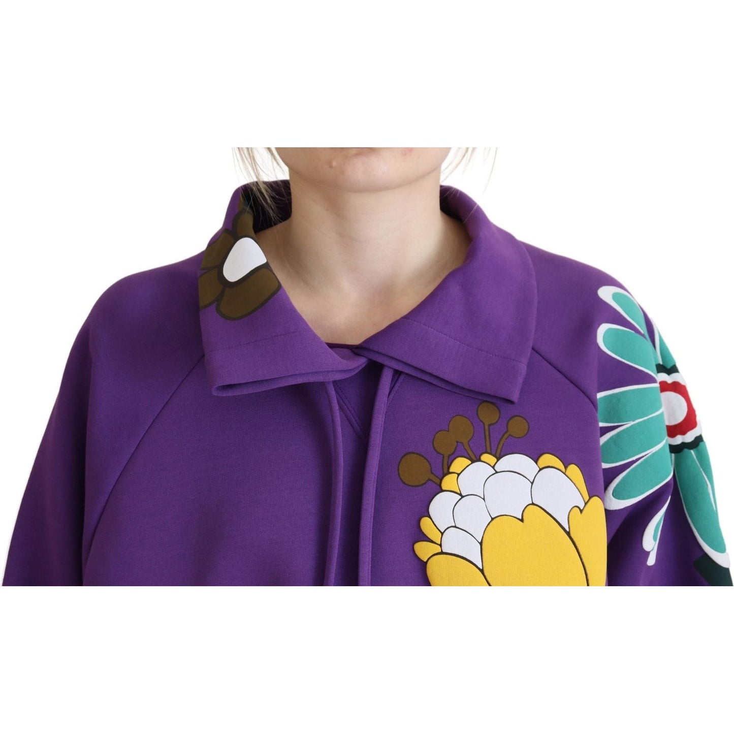 Dolce & Gabbana Elegant Purple Floral Pullover Sweater Dolce & Gabbana