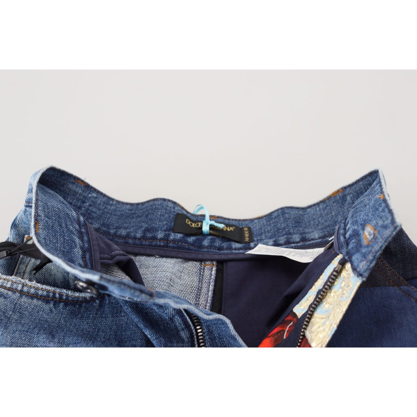 Dolce & Gabbana Patchwork Jacquard Blue Denim Luxury Jeans Dolce & Gabbana