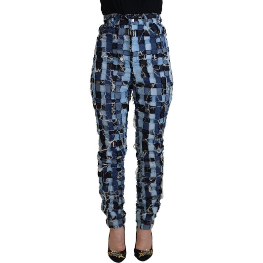 Dolce & Gabbana Multicolor Patchwork High-Waist Skinny Jeans Jeans & Pants Dolce & Gabbana