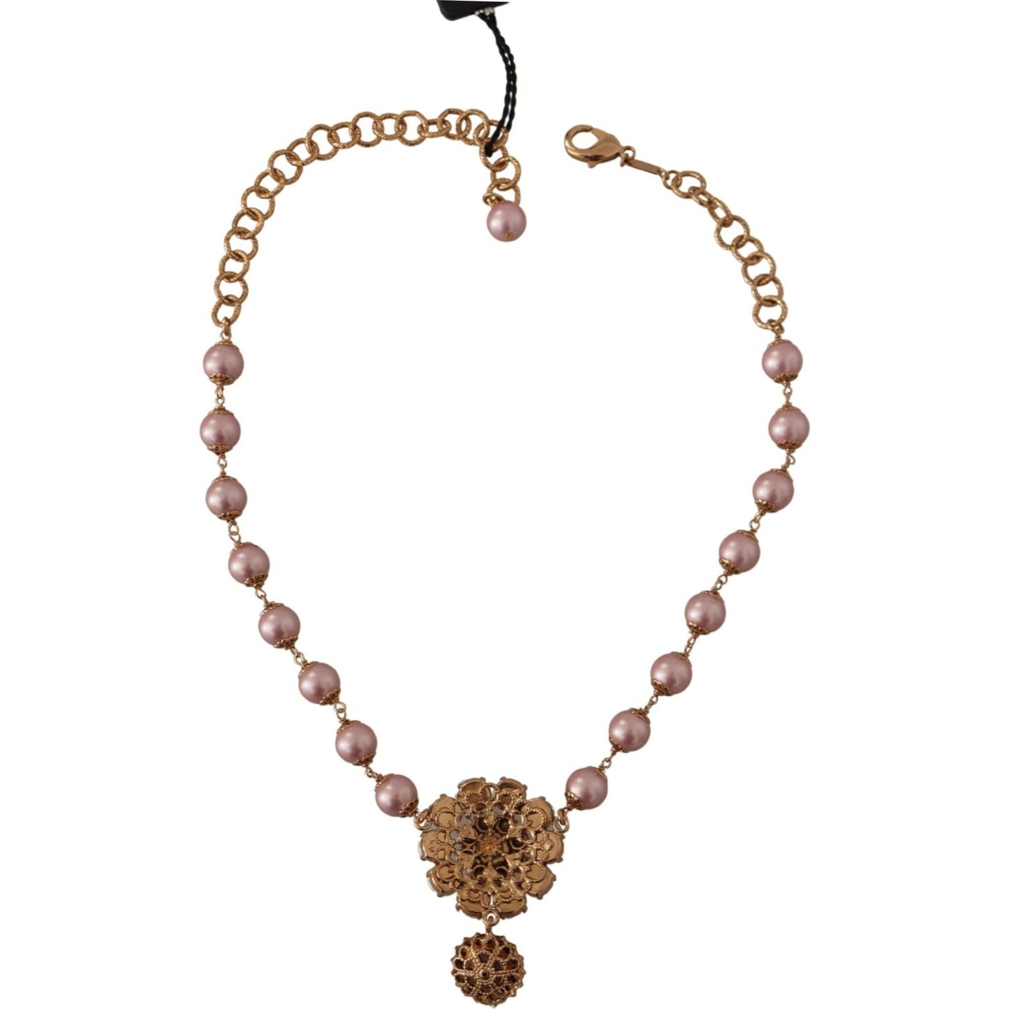 Dolce & Gabbana Elegant Gold Crystal Floral Statement Necklace Necklace Dolce & Gabbana