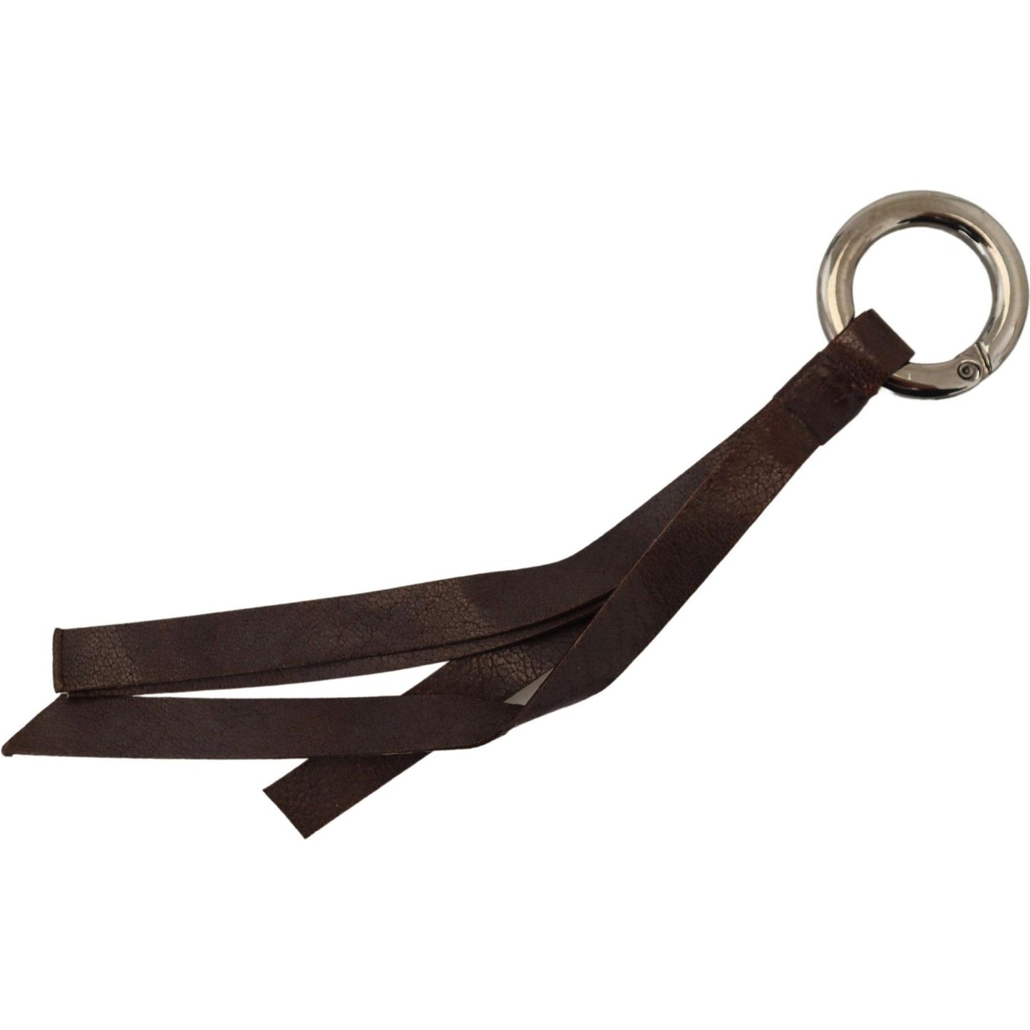 Costume National Chic Brown Leather Keychain with Brass Accents Costume National