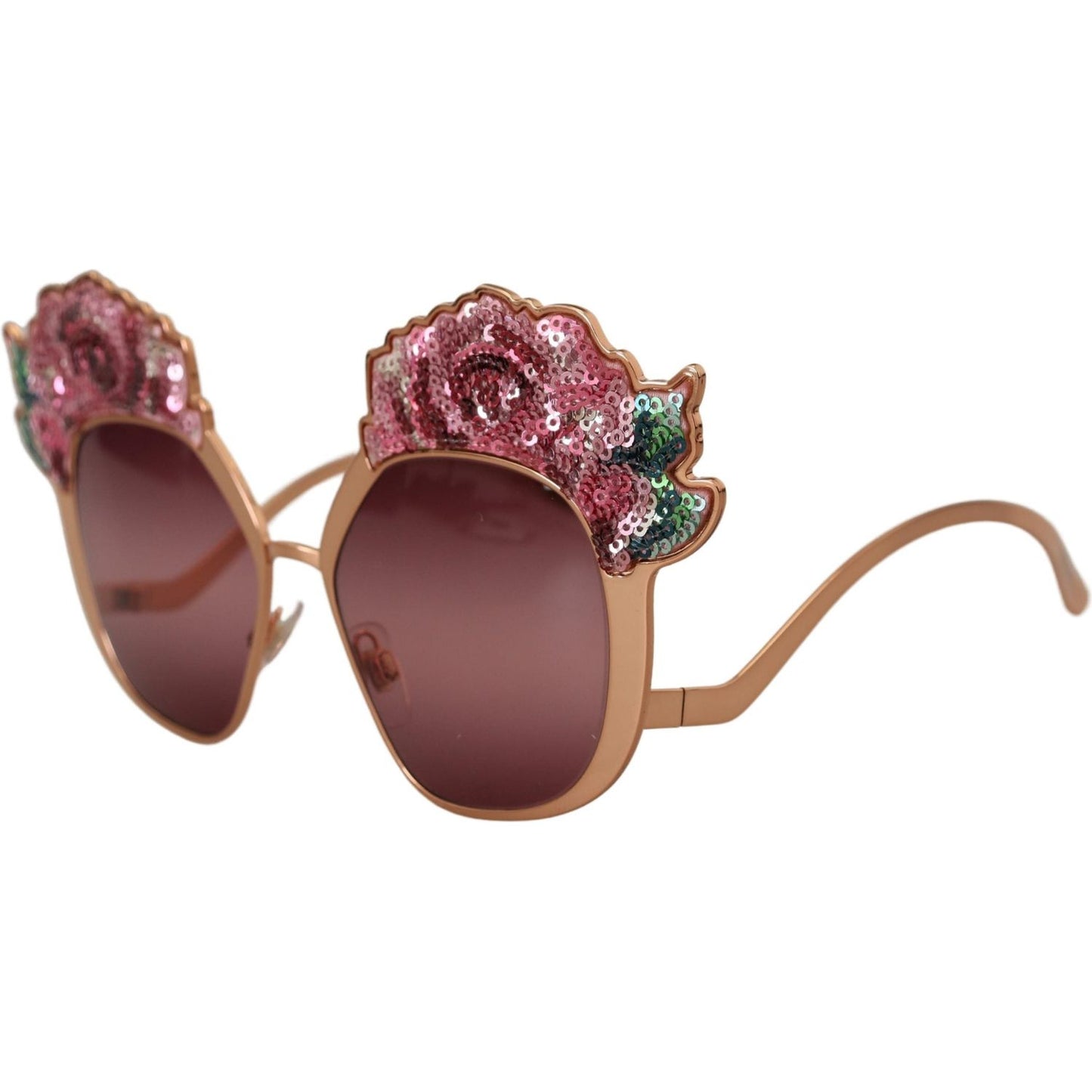 Dolce & Gabbana Chic Rose Sequin Embroidered Sunglasses Dolce & Gabbana