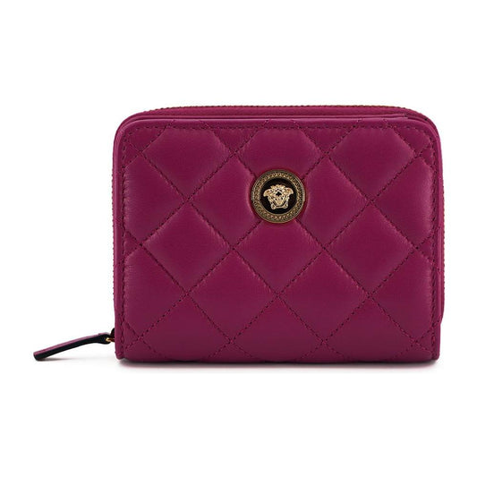 Versace Elegant Purple Quilted Leather Wallet WOMAN WALLETS Versace