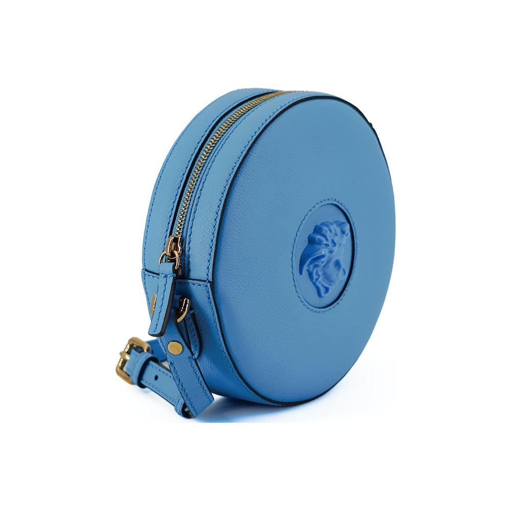 Versace Chic Blue Leather Round Shoulder Bag WOMAN SHOULDER BAGS Versace