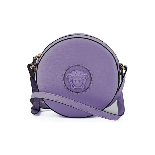 Versace Purple Calf Leather Round Disco Shoulder Bag