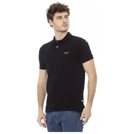 Baldinini Trend Black Cotton Men Polo Baldinini Trend