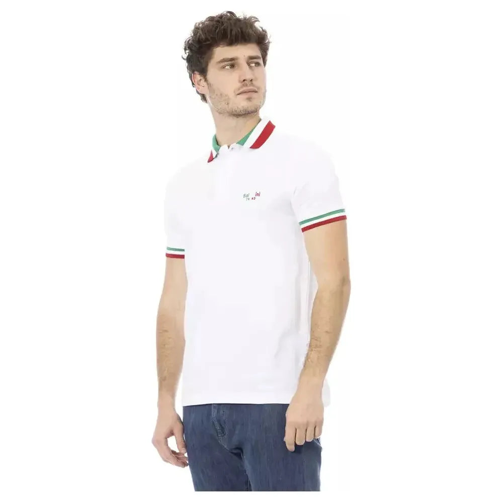 Baldinini Trend White Cotton Men Polo Shirt