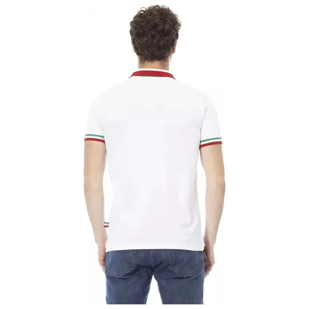 Baldinini Trend White Cotton Men Polo Baldinini Trend