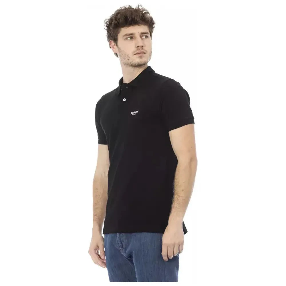 Baldinini Trend Black Cotton Men Polo Shirt Baldinini Trend