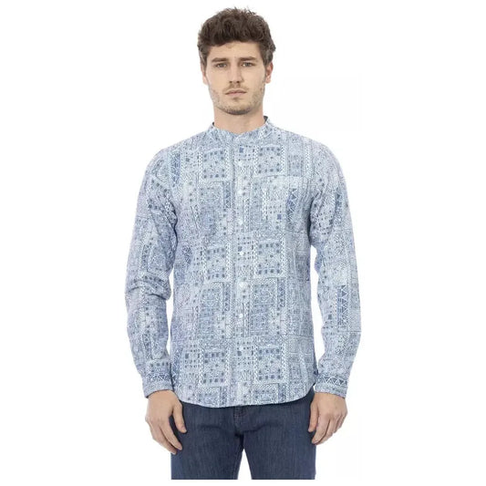 Baldinini Trend Light Blue Cotton Men Shirt Baldinini Trend