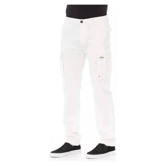 Baldinini Trend White Cotton Men Cargo Pant Baldinini Trend