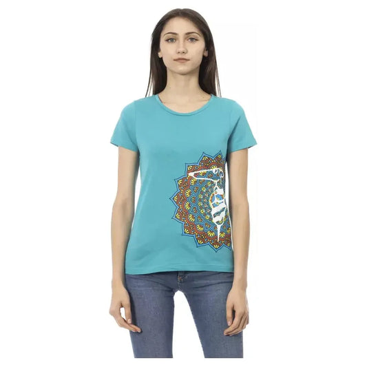 Trussardi Action Light Blue Cotton Women Top Trussardi Action