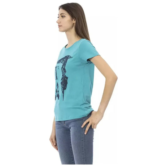 Trussardi Action Light Blue Cotton Women Top Trussardi Action