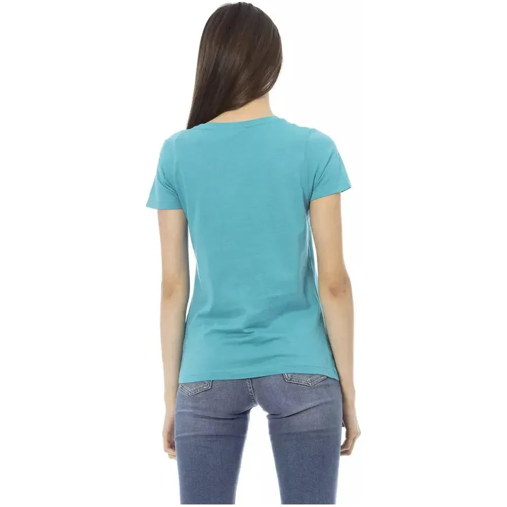 Trussardi Action Light Blue Cotton Women Top Trussardi Action