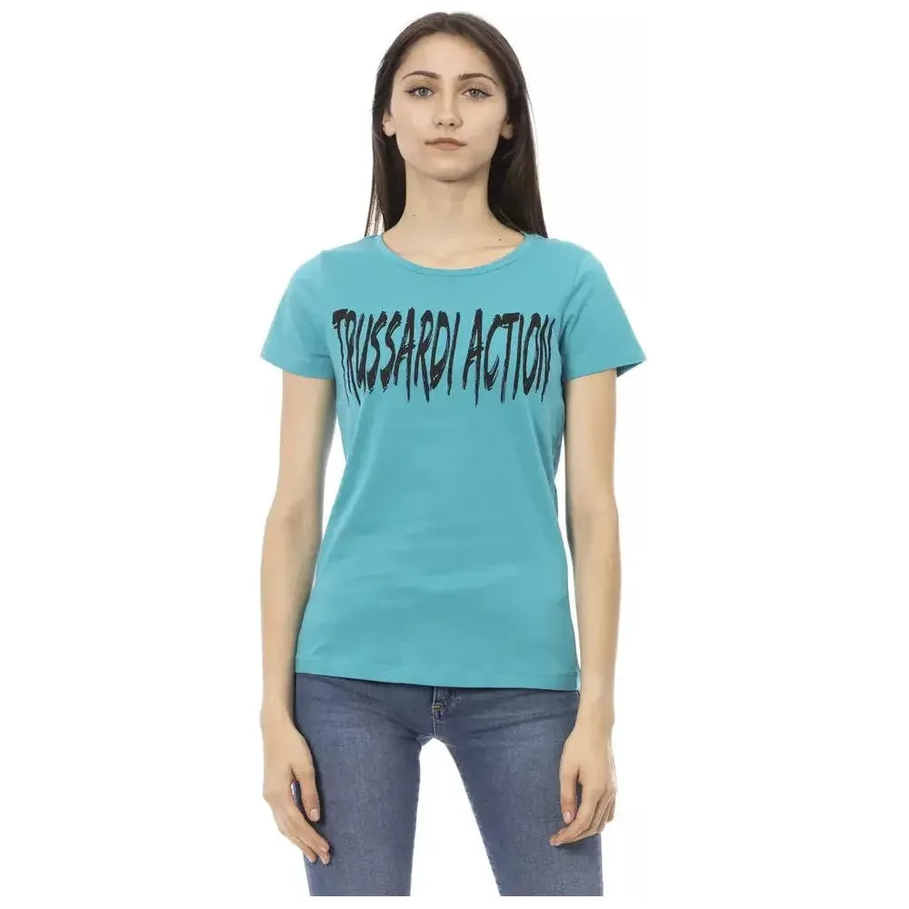 Trussardi Action Light Blue Cotton Women Top Trussardi Action