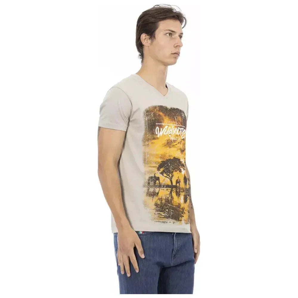 Trussardi Action Beige Cotton Men T-Shirt Trussardi Action