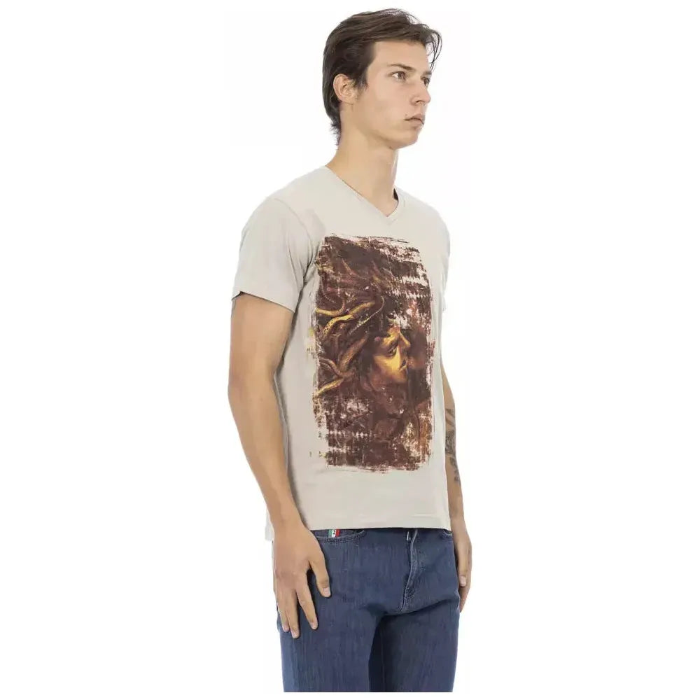Trussardi Action Beige Cotton Men T-Shirt