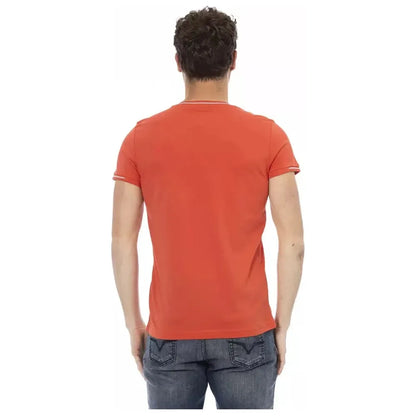 Trussardi Action Orange Cotton Men V-Neck T-Shirt