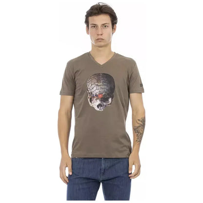 Trussardi Action Brown Cotton Men's V-Neck T-Shirt