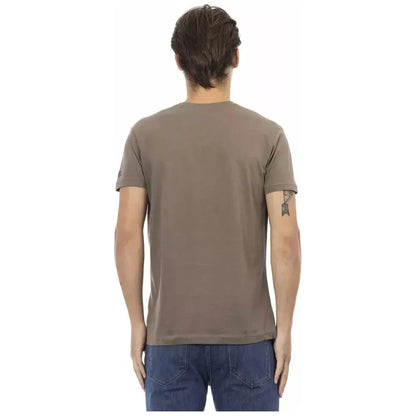 Trussardi Action Brown Cotton Men's V-Neck T-Shirt