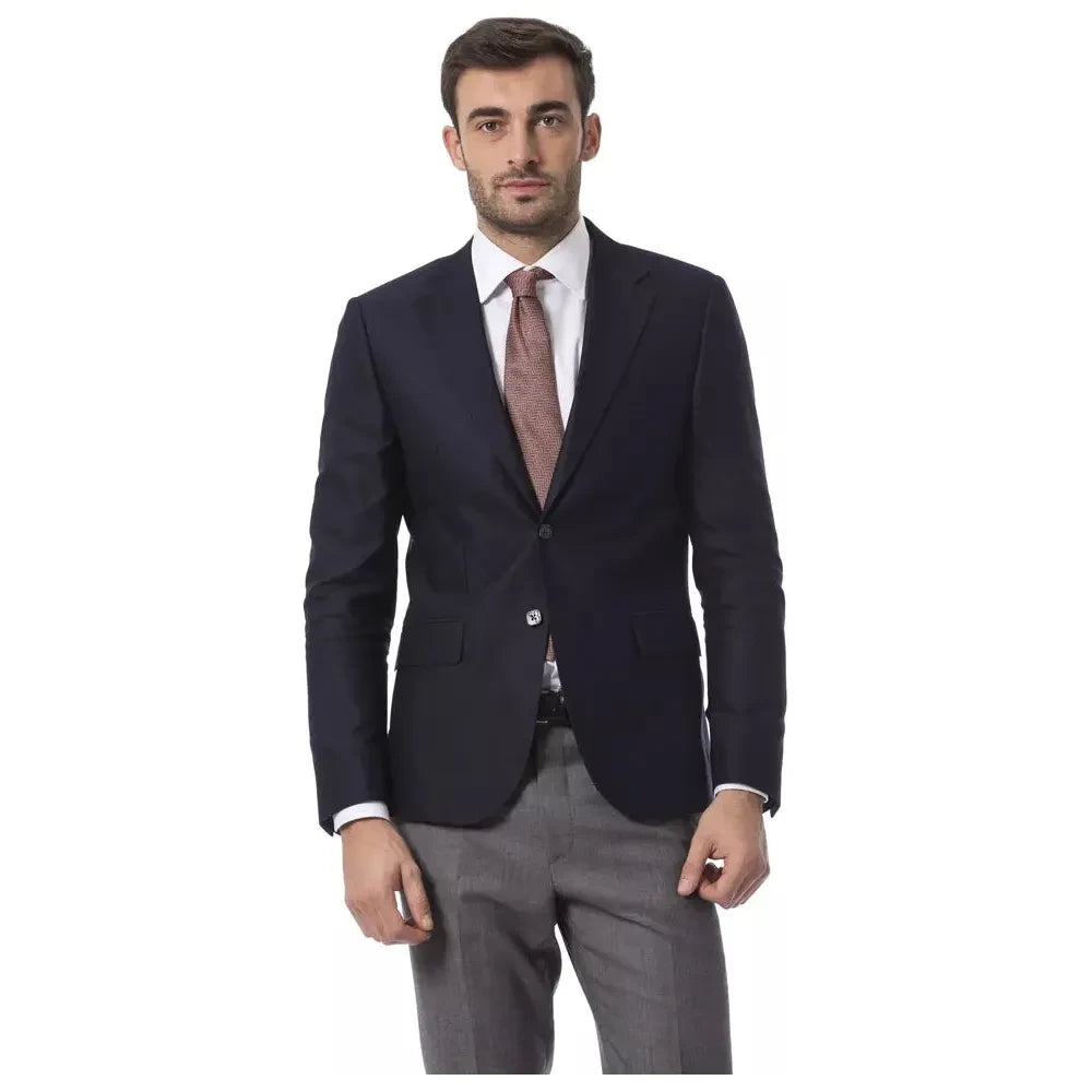 Billionaire Italian Couture Blue Wool Men Blazer Billionaire Italian Couture