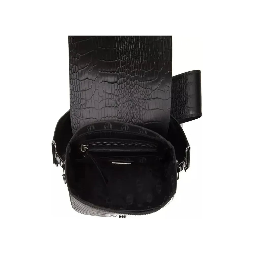 Pompei Donatella Black Leather Women Crossbody Bag Pompei Donatella