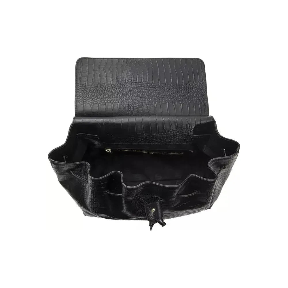 Pompei Donatella Black Leather Women Shoulder Bag