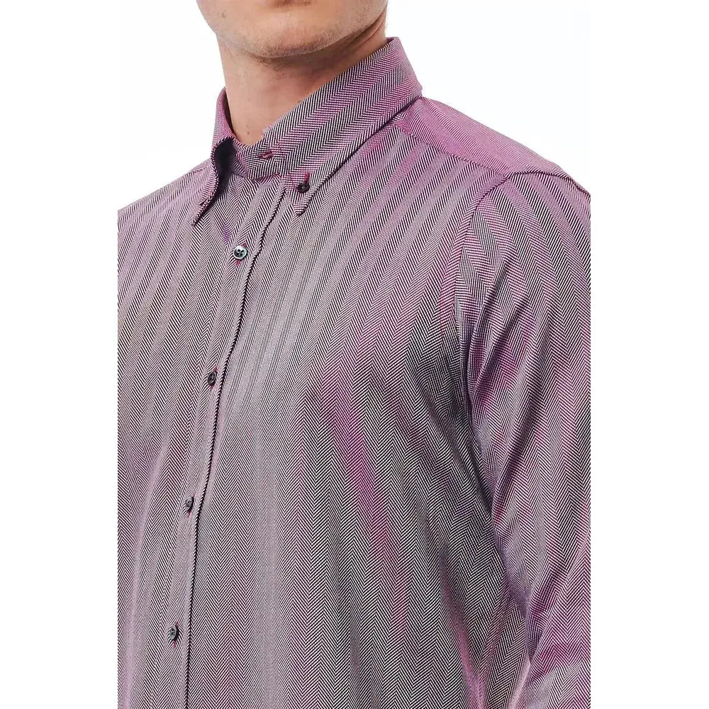 Bagutta Burgundy Cotton Men Shirt Bagutta