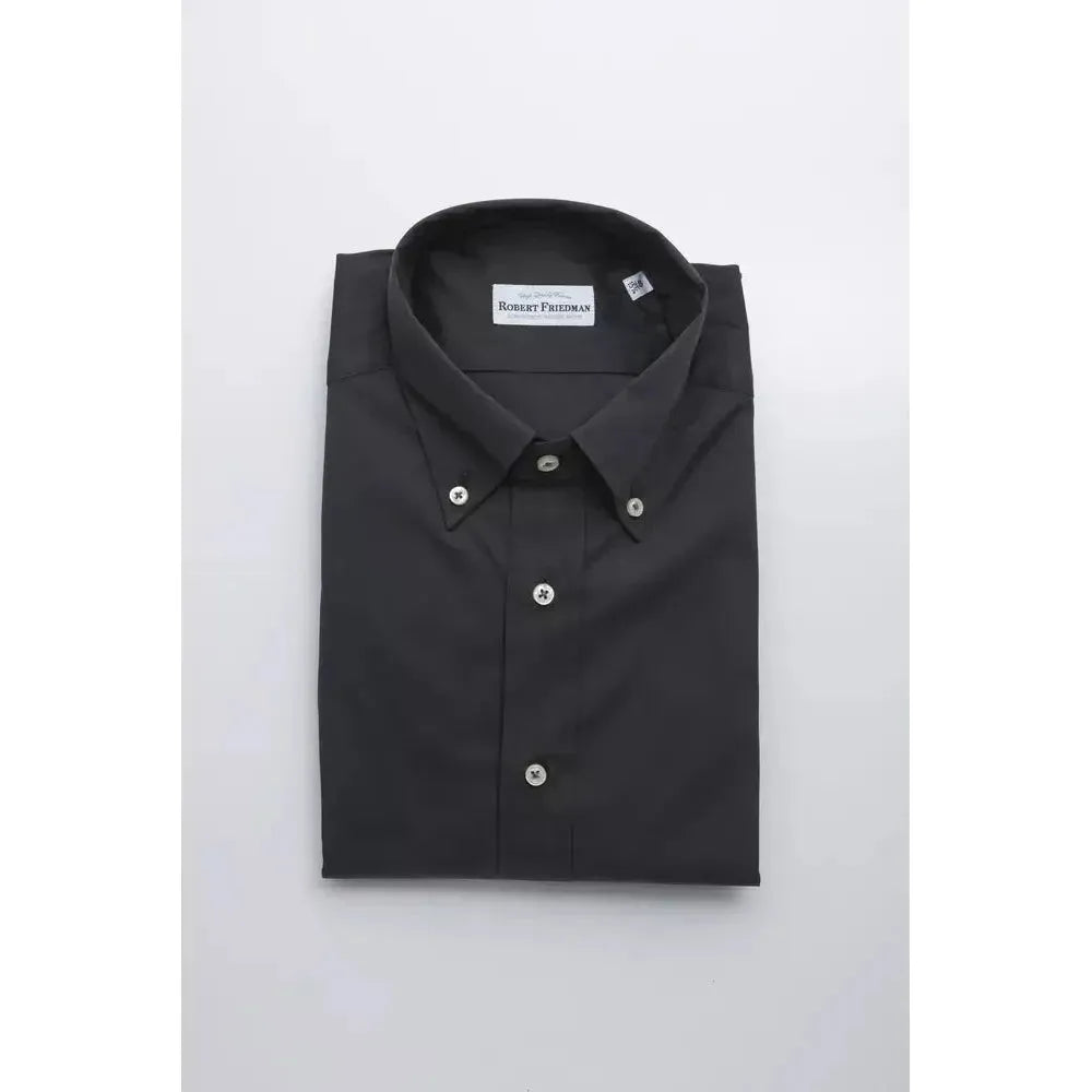 Robert Friedman Gray Cotton Men Shirt Robert Friedman