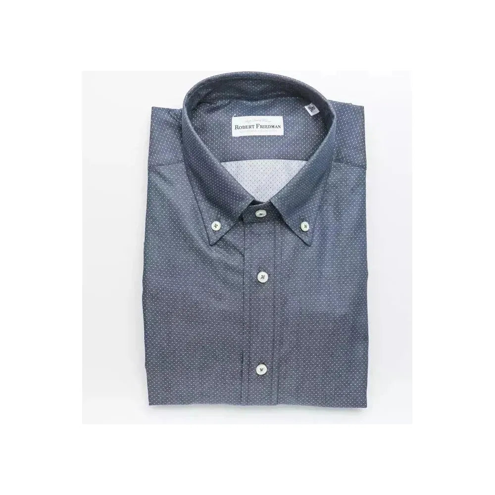 Robert Friedman Blue Cotton Men Shirt Robert Friedman